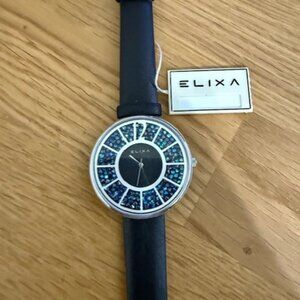 Elixa Women's Watch Blue Dial Black Strap E098-L382
